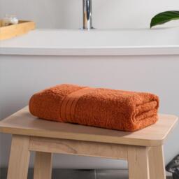 Pack of Cotton Bath Towels - Burnt Orange / 115cm / 4 - thumbnail 3
