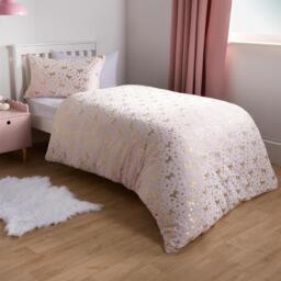 Metallic Hearts Fleece Duvet Set - Pink / Double - thumbnail 2
