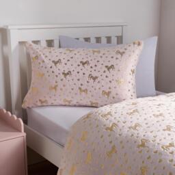 Metallic Hearts Fleece Duvet Set - Pink / Double - thumbnail 3
