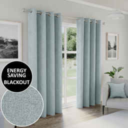 Austin Blue Blackout Eyelet Curtains - Blue / 168cm / 117cm - thumbnail 2