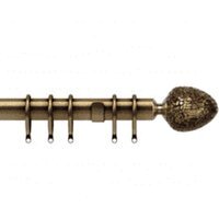 25-28mm Alexia End Antique Brass Metal Curtain Pole Set - Antique Brass / 200cm - image 1
