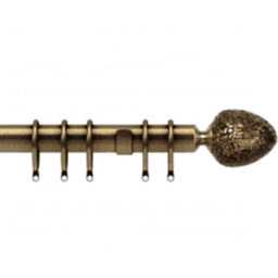 25-28mm Alexia End Antique Brass Metal Curtain Pole Set - Antique Brass / 200cm - thumbnail 2