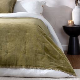 Jaye Cotton Velvet Filled Bedspread - Moss - thumbnail 5