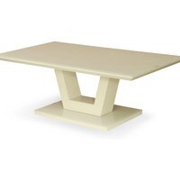 Modern Cappuccino High Gloss Glass Top Coffee Table - Cream