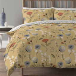 Olia Floral Reversible Duvet Set - Ochre / Single - thumbnail 3