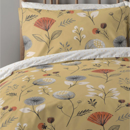 Olia Floral Reversible Duvet Set - Ochre / Single - thumbnail 2