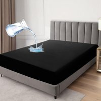 Premium Quality Waterproof Fitted Sheet  - black / King