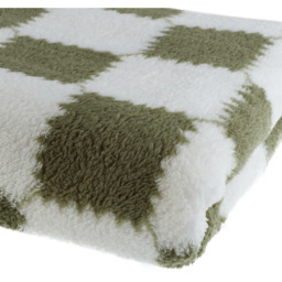 Plush Reversible Checkered Throw Blanket - Soft and Cozy - Green+White / 230cm / 200cm - thumbnail 2