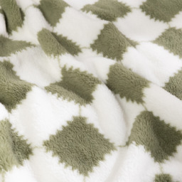 Plush Reversible Checkered Throw Blanket - Soft and Cozy - Green+White / 230cm / 200cm - thumbnail 3