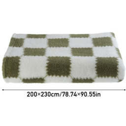 Plush Reversible Checkered Throw Blanket - Soft and Cozy - Green+White / 230cm / 200cm - thumbnail 4