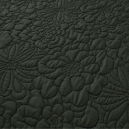 3D Embossed Chunky Floral Pattern Duvet Set - Olive / Superking - thumbnail 2