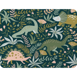 Hand Drawn Dinosaurs, Tropical Leaves And Flowers. Blanket - Green - thumbnail 2
