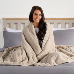 Teddy Fleece Weighted Blanket Throw - Natural / 150cm - thumbnail 3