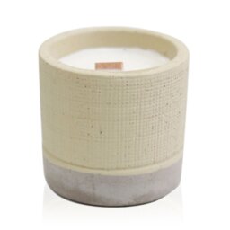 Grey Wooden Wick Concrete Candle in Pot Cozy Home Decor - Grey - thumbnail 3