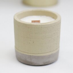 Grey Wooden Wick Concrete Candle in Pot Cozy Home Decor - Grey - thumbnail 4