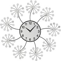 Mirrored 60cm Dia Floret Wall Clock - Silver