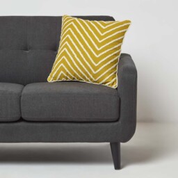 Homescapes Chevron Tufted Cotton Cushion - Mustard Yellow - thumbnail 2