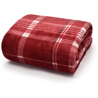 Soft Touch Check Snuggle Blanket Throw - Wine - thumbnail 1