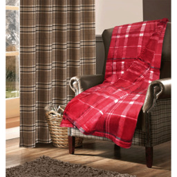 Soft Touch Check Snuggle Blanket Throw - Wine - thumbnail 2
