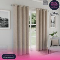 Austin Natural Blackout Eyelet Curtains - Natural / 183cm / 168cm - thumbnail 1