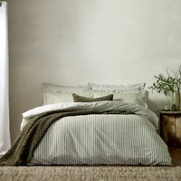Hebden Melange Stripe Cotton Duvet Cover Set - Olive / King - thumbnail 1