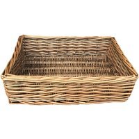 Antique Wash Straight Sided Wicker Tray - Brown / 25cm
