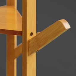 5.5FT Wooden Coat Rack with Hooks - Brown - thumbnail 3