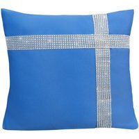 Diamonte Detail Soft Touch Matte Fabric Scatter Cushion - Blue