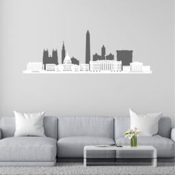 Washington Skyline Metal Wall Art 2D - Grey/White - thumbnail 2