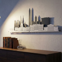 Washington Skyline Metal Wall Art 2D - Grey/White