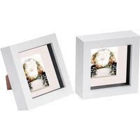 "3D Box Photo Frame - 4x4"" with 2x2"" Mount - Pack of 2 - White/Ivory" - thumbnail 1