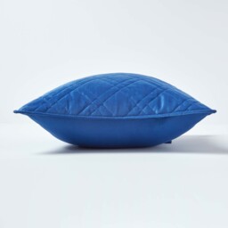 Homescapes Quilted Velvet Cushion Cover Geometric Paragon Diamond Pattern - Navy - thumbnail 2