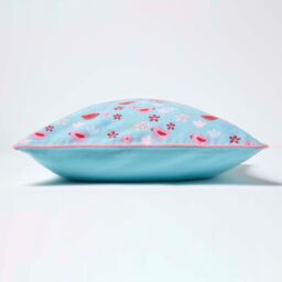 Cotton Birds and Flower Cushion Cover - Blue / 45cm - thumbnail 4