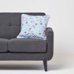 Cotton Birds and Flower Cushion Cover - Blue / 45cm - thumbnail 3