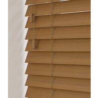 Fine Grain Faux Wood Venetian Blinds with Strings - Truffle / 50cm