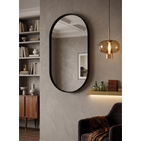 Black Oval Deep Aluminium Frame Mirror 70 X 50 X 3.5 CM - Blacky