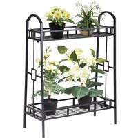 2-Tier Plant Stand Flower Pots Display Rack Shelf - Black