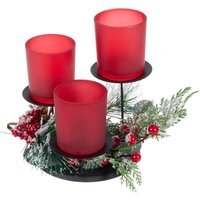 Red Berry Triple Candle Holder Set - Red