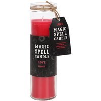 Love Spell Tube Candle Rose Scent, 70-Hour Burn, Glass Jar - Red