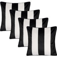 Pack of Matte Velvet Stripe Cushion Covers - White / 4 - image 1