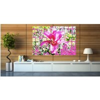 Pink Flower Graphic Art Wrapped on Canvas - Pink / 152cm