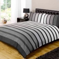 Soho Stripe Duvet Set With Pillowcase - Black / Single