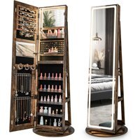 Swivel Jewellery Cabinet Lockable Armoire Jewellery  - Brown