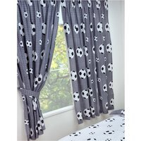 Football Grey Pencil Pleat Curtains - Grey / 72in