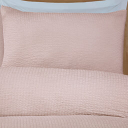 Seersucker Washable Duvet Set - Blush / Superking - thumbnail 4