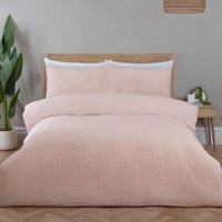 Seersucker Washable Duvet Set - Blush / Superking - thumbnail 1