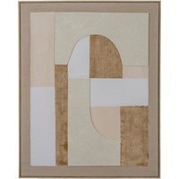 Portina Linen Textured Canvas Wall Art in Frame - Elegant  Neutral - Brown