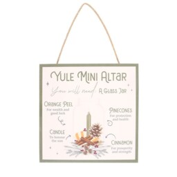 Yule Altar Mdf Wall Hanging Sign For Winter Solstice - White - thumbnail 2