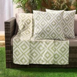 Geo Grid Fleece Throw - Sage - thumbnail 2