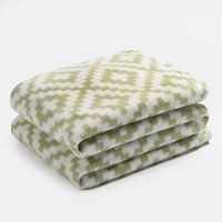Geo Grid Fleece Throw - Sage